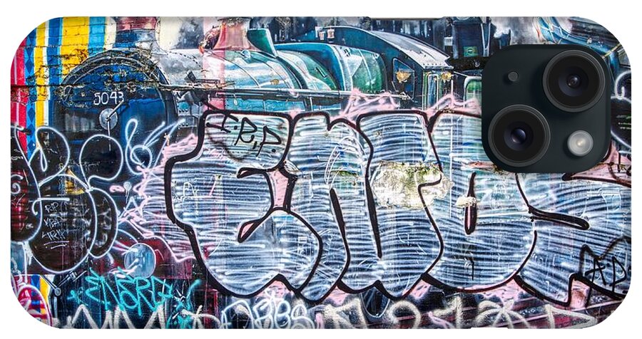 Graffiti iPhone Case featuring the photograph Graffiti Art Painting of a Train by Raymond Hill