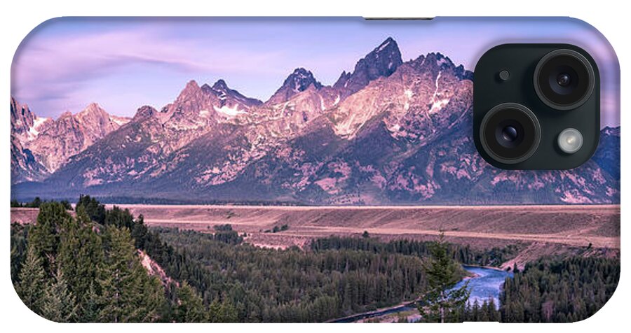 River iPhone Case featuring the photograph Grand Teton Mountains At Snake River Overlook by Alex Grichenko