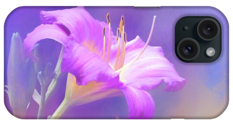 Daylily iPhone Case featuring the photograph Pretty in Pastel Little Grapette Daylily by Anita Pollak