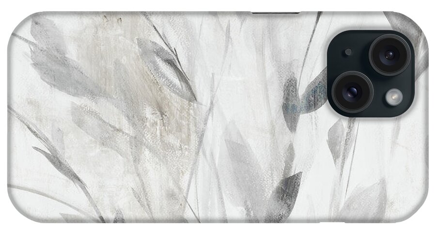 Gray iPhone Case featuring the painting Gray Misty Leaves Square I by Lanie Loreth