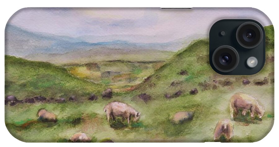 Grass iPhone Case featuring the painting Grazing by Laurie Morgan