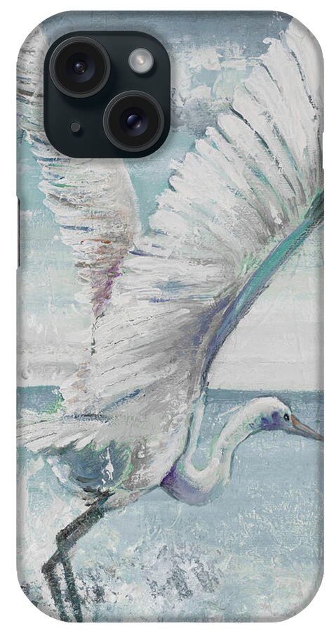 Great iPhone Case featuring the painting Great Egret Flying by Patricia Pinto