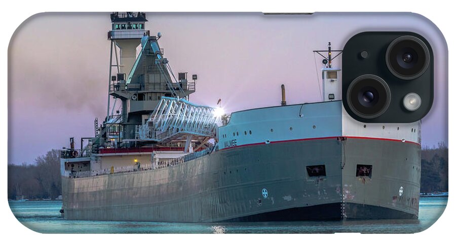 Great Lakes Freighter iPhone Case featuring the photograph Great Lakes Freighter Victory Maumee -0812 by Norris Seward