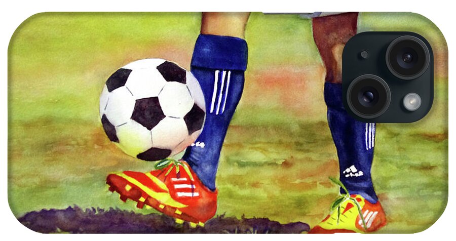 Soccer iPhone Case featuring the painting Great Legs by Beth Fontenot