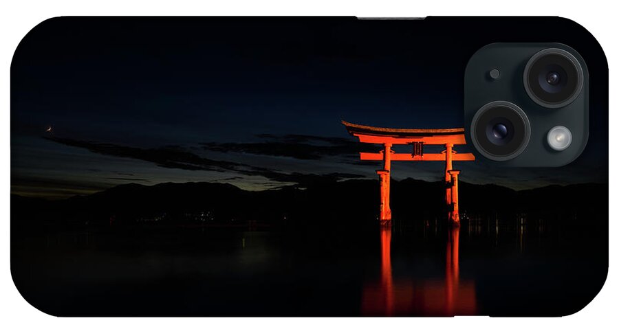 Japan iPhone Case featuring the photograph Great Torii Of Miyajima At Night, Near Hiroshima, Japan by Cavan Images