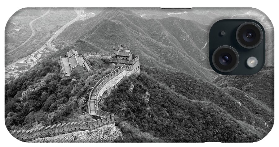 China iPhone Case featuring the photograph Great Wall of China, Monochrome by Aashish Vaidya