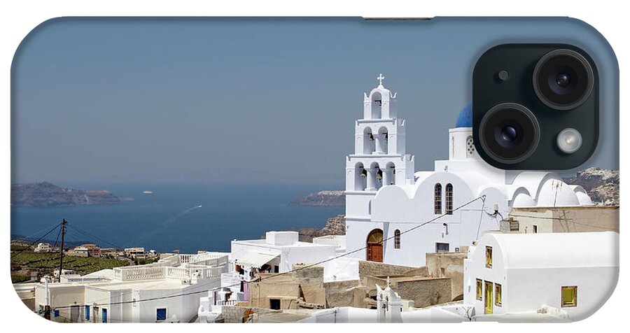 Greece iPhone Case featuring the photograph Greece, Santorini, Pyrgos, Church With by Andrew Holt
