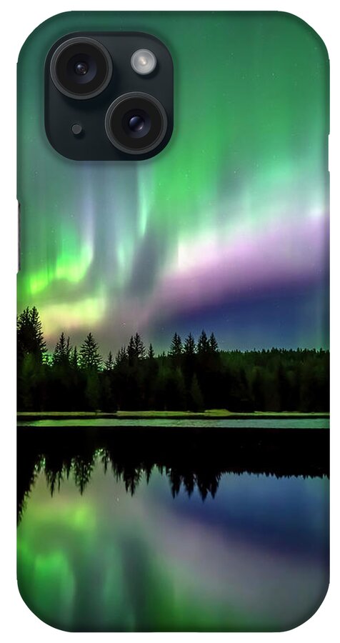 Alaska iPhone Case featuring the photograph Green And Purple Northern Lights by John Hyde