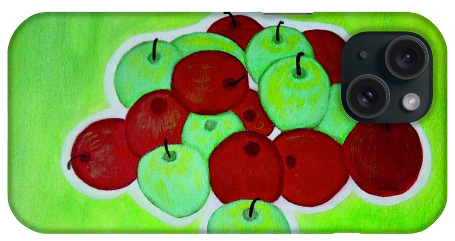Apparel iPhone Case featuring the painting Green And Red Apples by Lorna Maza