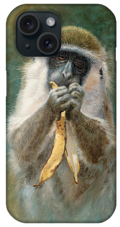 Monkeys iPhone Case featuring the painting Green Monkey Study by Michael Jackson