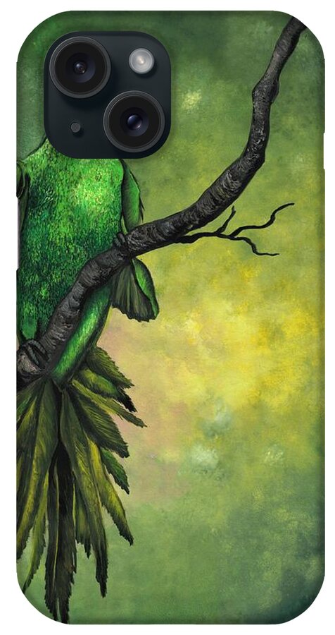 Bird iPhone Case featuring the painting Green ring -necked parrot by Tara Krishna