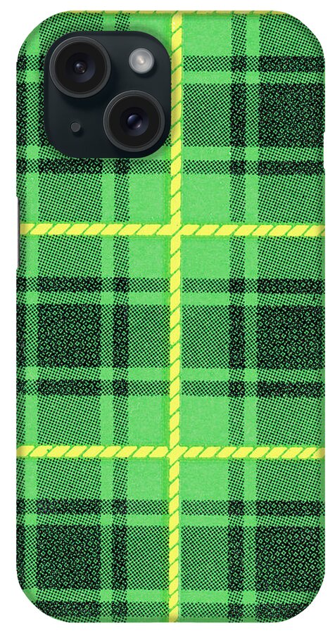 Abstract iPhone Case featuring the drawing Green plaid by CSA Images