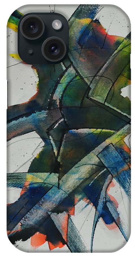 Abstract iPhone Case featuring the painting Green Tea by John W Walker