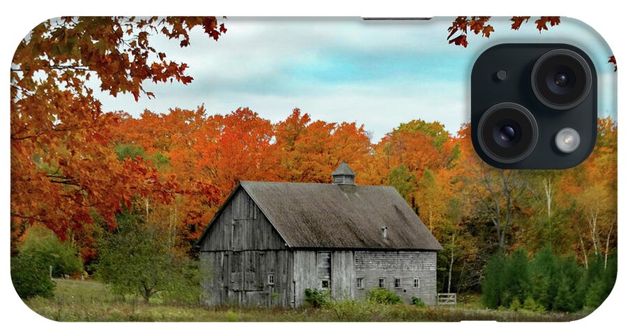 October iPhone Case featuring the photograph Grey Barn Fall Colors by David T Wilkinson