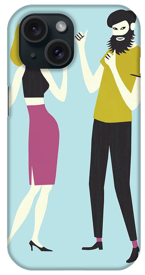 Activity iPhone Case featuring the drawing Groovy Couple with Beards by CSA Images