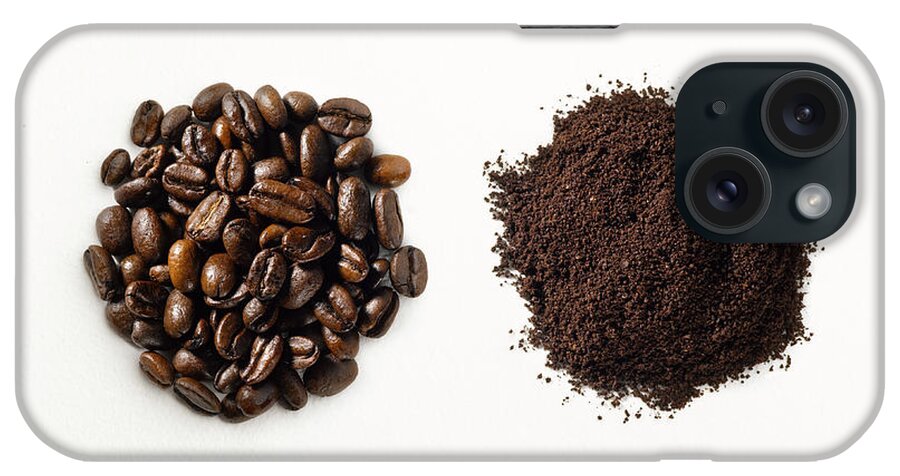 White Background iPhone Case featuring the photograph Ground Vs Roasted Coffee Beans by Jeffrey Coolidge