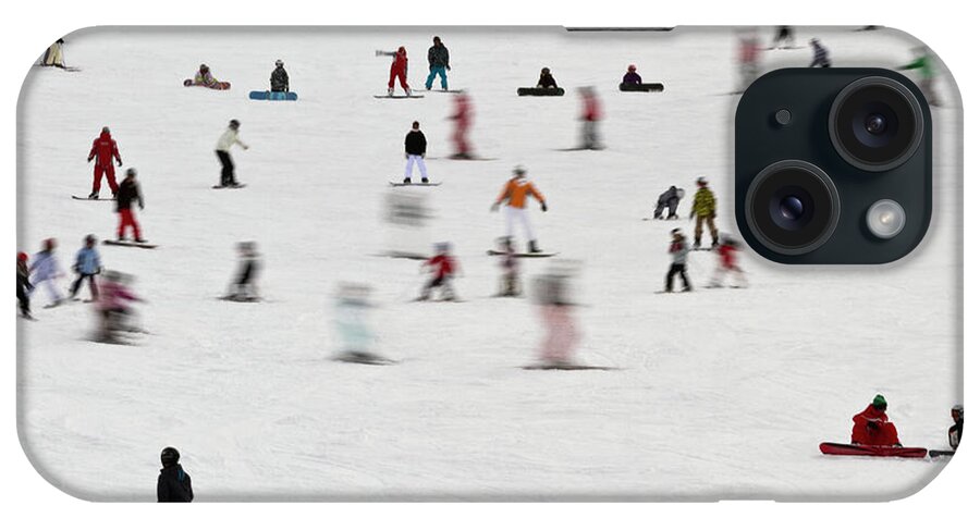Ski Pole iPhone Case featuring the photograph Group Of Skiers On Nursery Slopes by Chris Lishman
