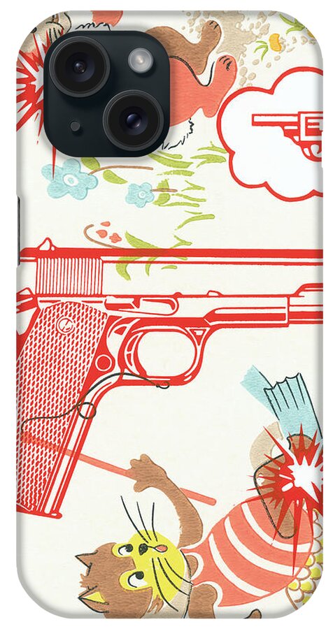 Bang iPhone Case featuring the drawing Gun pattern by CSA Images