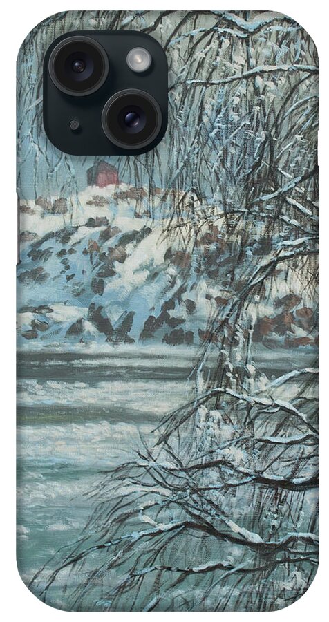 Gunpowder House iPhone Case featuring the painting Old Gunpowder House at the Coastal Fortress by Hans Egil Saele