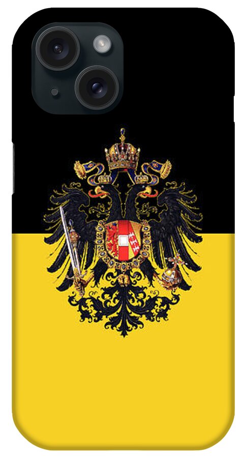 Oesterreich iPhone Case featuring the digital art Habsburg flag with small Imperial Coat of Arms by Helga Novelli