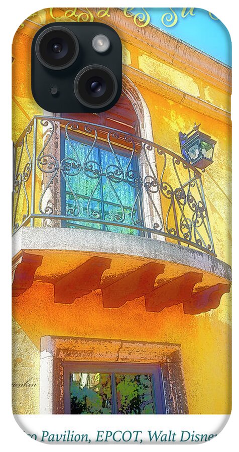 Digital Art iPhone Case featuring the digital art Hacienda Balcony Railing Lanterns Mi casa es su casa by A Macarthur Gurmankin