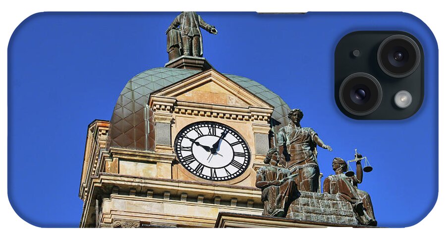 Findlay iPhone Case featuring the photograph Hancock County Court House Statues 4502 by Jack Schultz