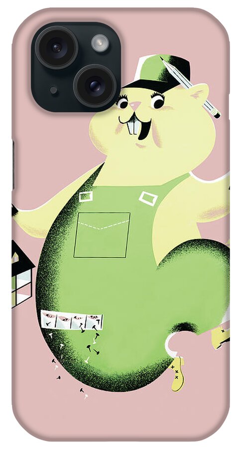 Animal iPhone Case featuring the drawing Handyman Beaver by CSA Images