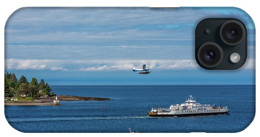 Bc Ferries iPhone Case featuring the photograph Harbor Patrol Sea Plane and Ferry by Darryl Brooks