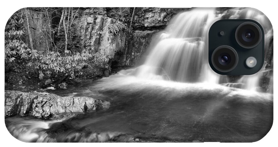 Hawk Falls iPhone Case featuring the photograph Hawk Falls Cascades Black And White by Adam Jewell