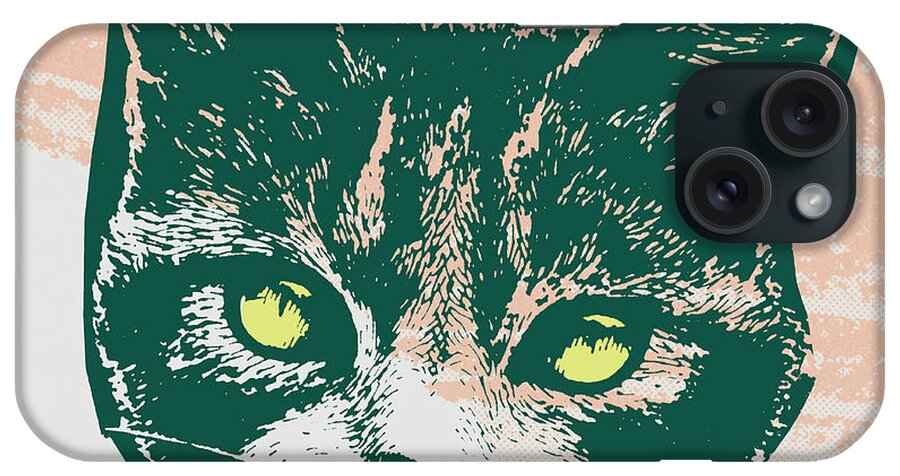 Animal iPhone Case featuring the drawing Head of a Cat by CSA Images