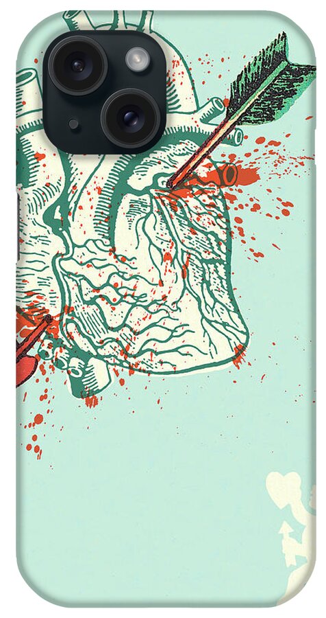 Anatomical iPhone Case featuring the drawing Heart struck by Cupid by CSA Images