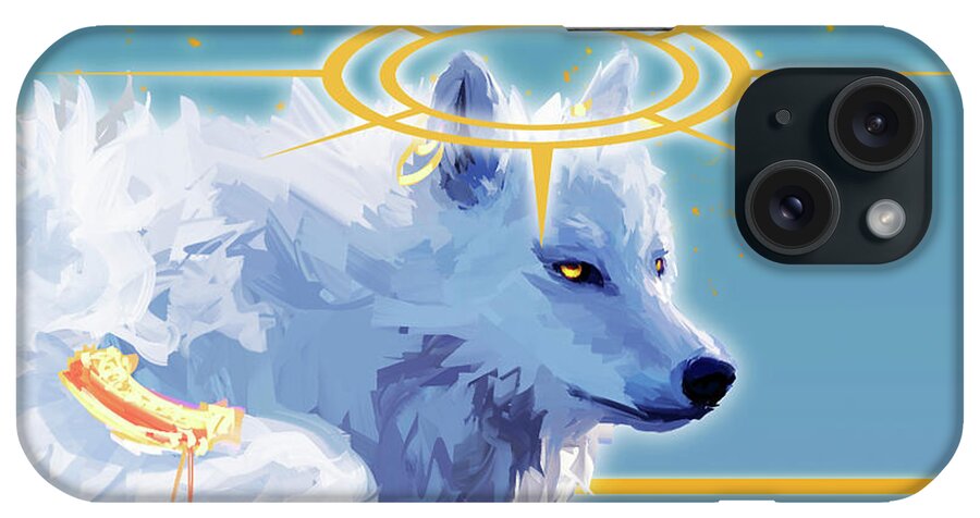 Heaven's Wolf iPhone Case featuring the mixed media Heaven's Wolf by Seerlight