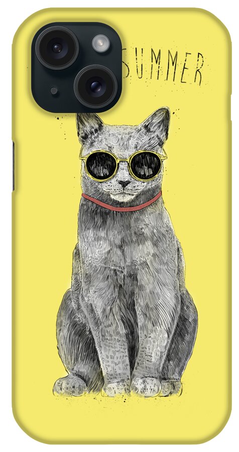 Cat iPhone Case featuring the drawing Hello Summer by Balazs Solti