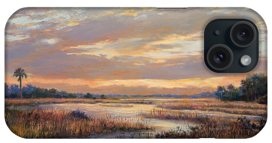 Golden Hour iPhone Case featuring the painting Hilton Sunrise by Laurie Snow Hein