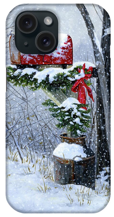 Holiday Delivery iPhone Case featuring the painting Holiday Delivery by John Morrow