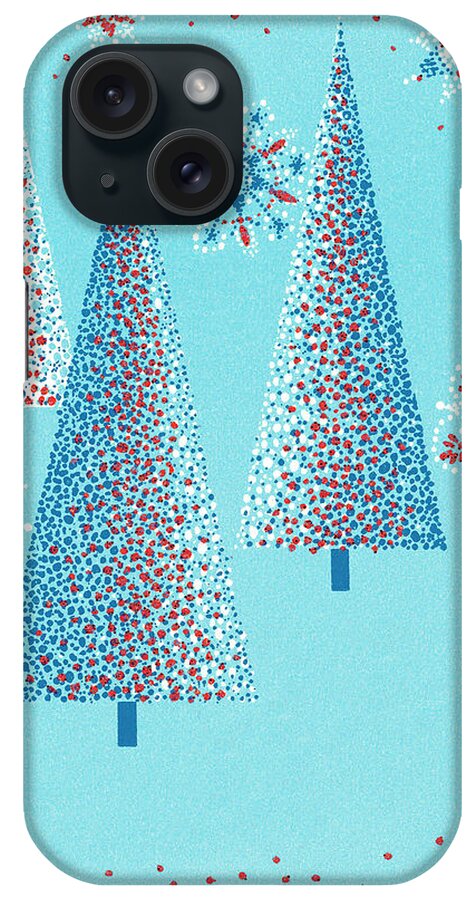 Abstract iPhone Case featuring the drawing Holiday trees by CSA Images