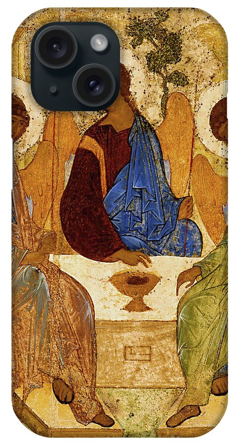 Andrei Rublev iPhone Case featuring the painting Holy Trinity, Troitsa, 1427 by Andrei Rublev