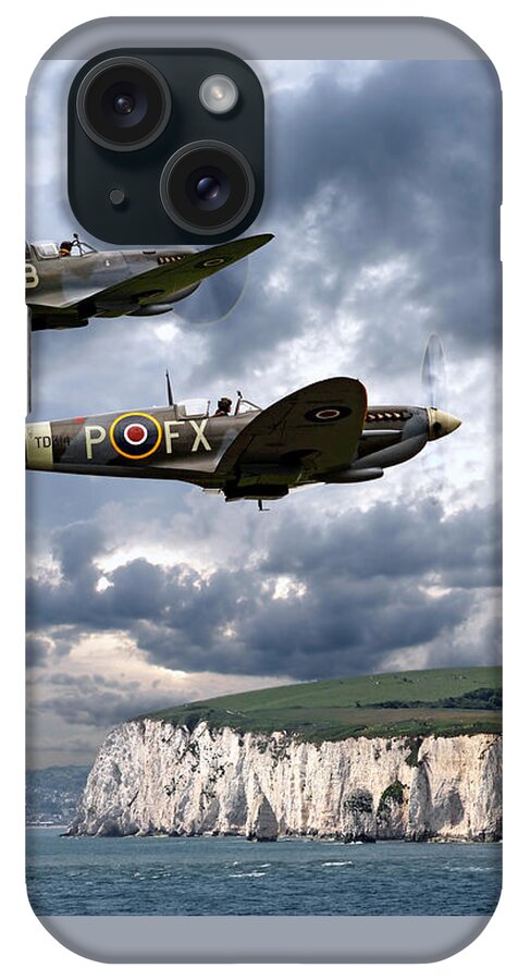 Aircraft iPhone Case featuring the photograph Homeward Bound Spitfires Over The White Cliffs Of Dover by Gill Billington