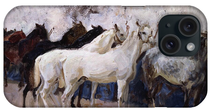 Horses At Palma iPhone Case featuring the painting Horses at Palma, Majorca, Spain, 1908 by John Singer Sargent