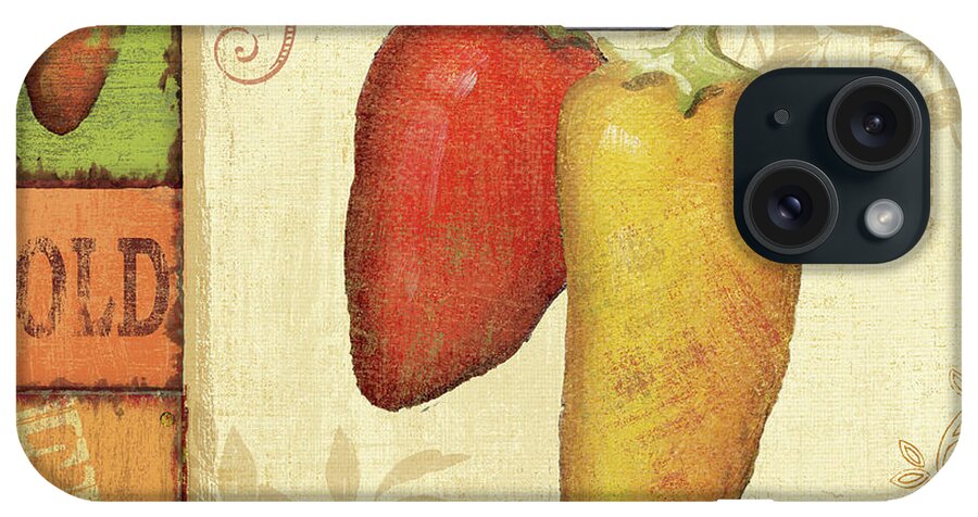 Hot Peppers iPhone Case featuring the mixed media Hot & Spicy IIi by Daphn? B.