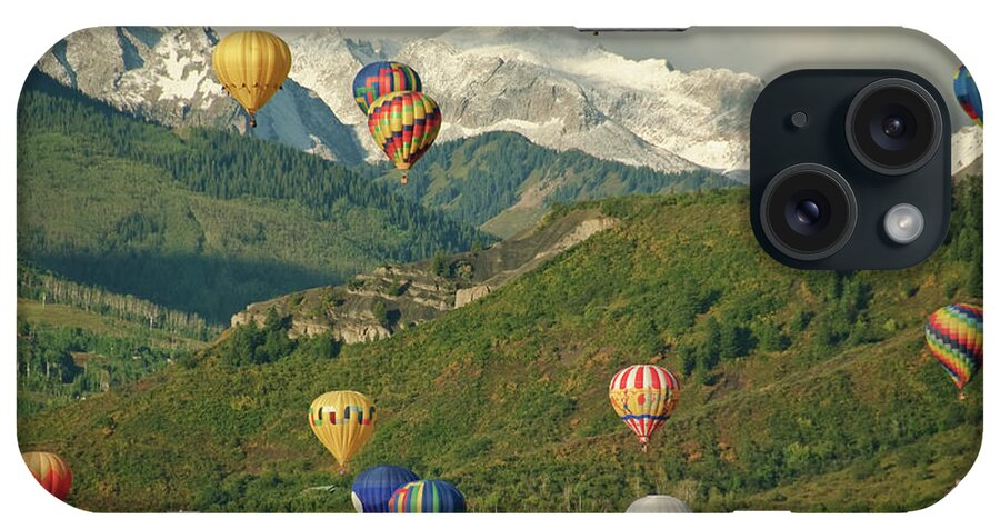 Hot Air Balloon iPhone Case featuring the photograph Hot Air Balloon Ride Over Snowmass by Robin Wilson Photography