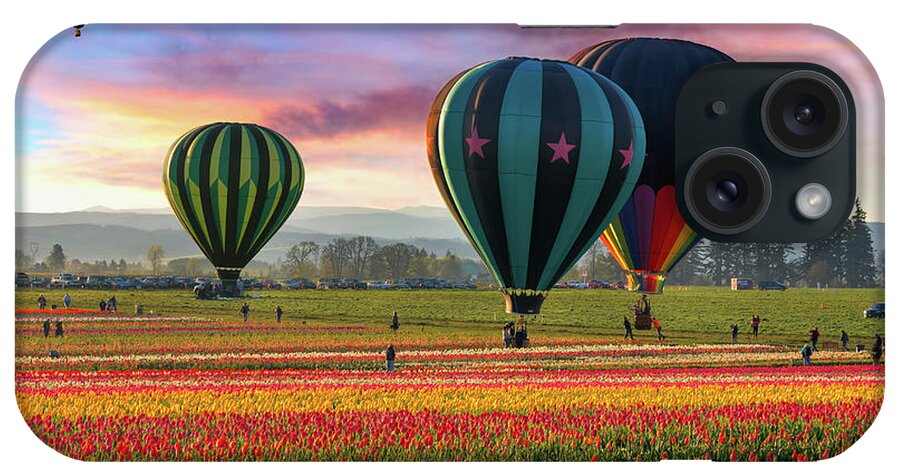 Dawn iPhone Case featuring the photograph Hot Air Balloons At Sunrise by David Gn Photography