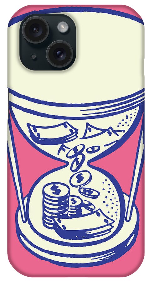 Activity iPhone Case featuring the drawing Hourglass with Money Inside by CSA Images