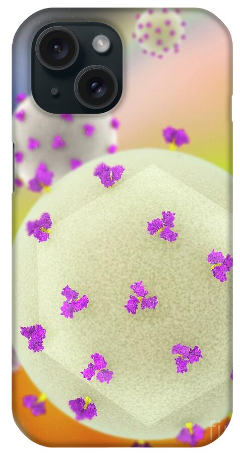 Human T-lymphotropic Virus iPhone Case featuring the photograph Htlv-1 Virus Particles by Ramon Andrade 3dciencia/science Photo Library