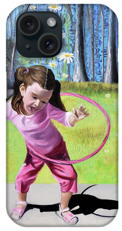 Hula Hoop iPhone Case featuring the painting Hula Hooping by Anne Cameron Cutri
