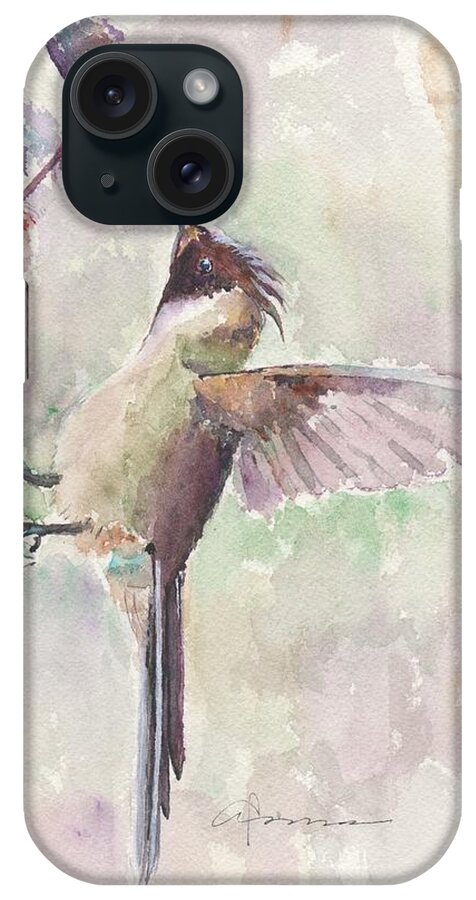 Hummingbird iPhone Case featuring the painting Hummingbird in Soft Hues by Claudia Hafner