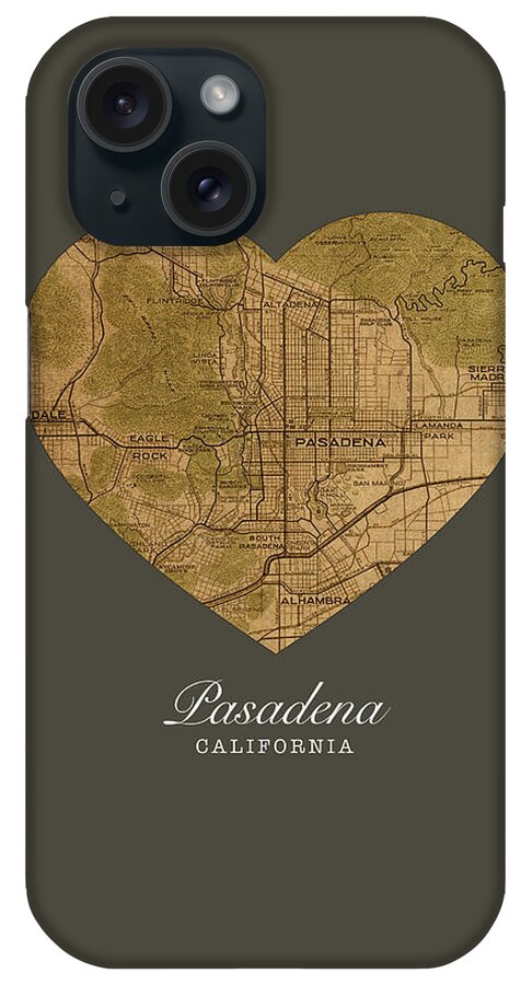 Heart iPhone Case featuring the mixed media I Heart Pasadena California Street Map Love Series No 147 by Design Turnpike
