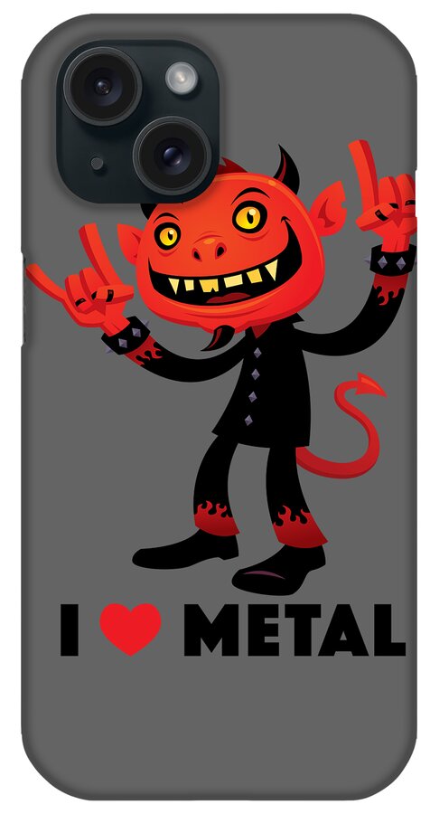 Band iPhone Case featuring the digital art I Love Metal Devil by John Schwegel