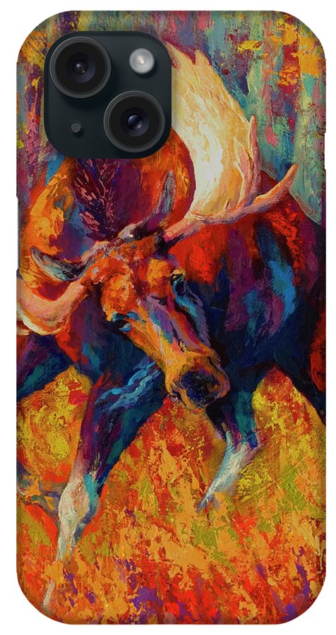 Immenent Charge Moose iPhone Case featuring the painting Immenent Charge Moose by Marion Rose