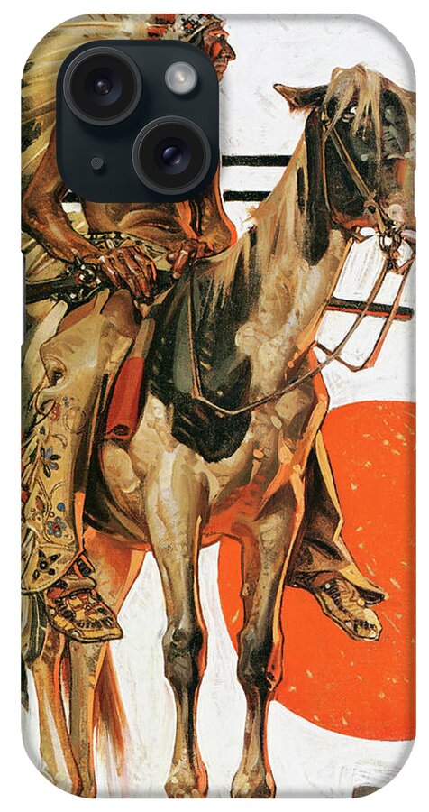 Joseph Christian Leyendecker iPhone Case featuring the painting Indians and Bonfire - Digital Remastered Edition by Joseph Christian Leyendecker